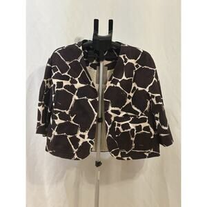 NWT Leifsdottir Linen Medium Collarless Giraffe Print Crop Blazer